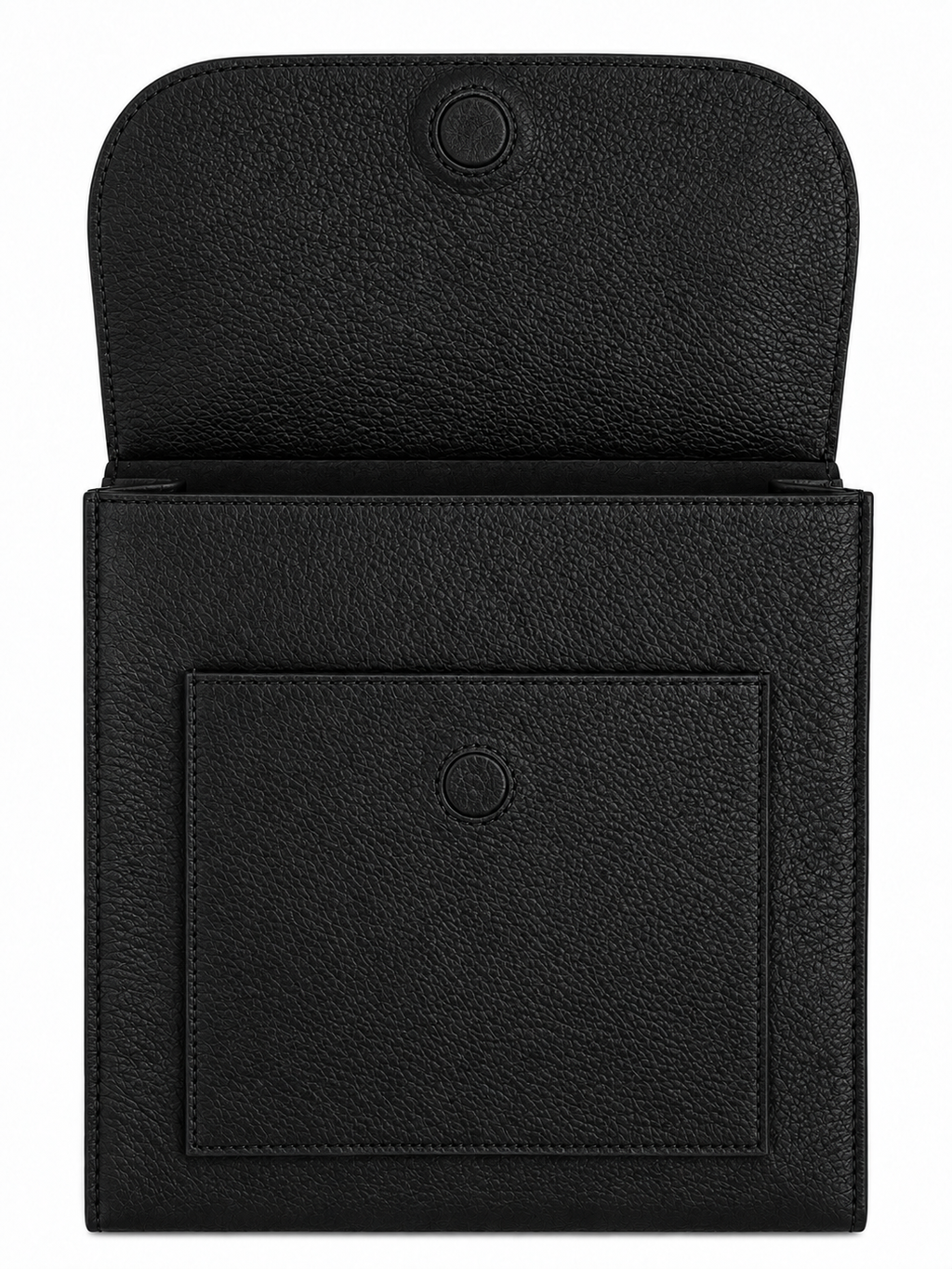 Bolsa bandolera de piel negra AMZZUL abierta