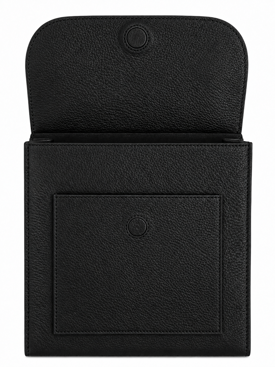 Bolsa bandolera de piel negra AMZZUL abierta