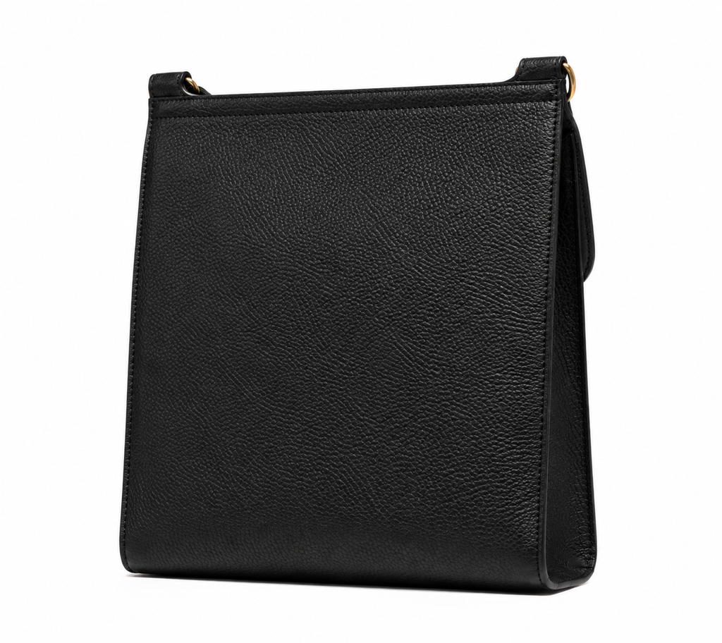 Bolsa bandolera de piel negra AMZZUL vista posterior