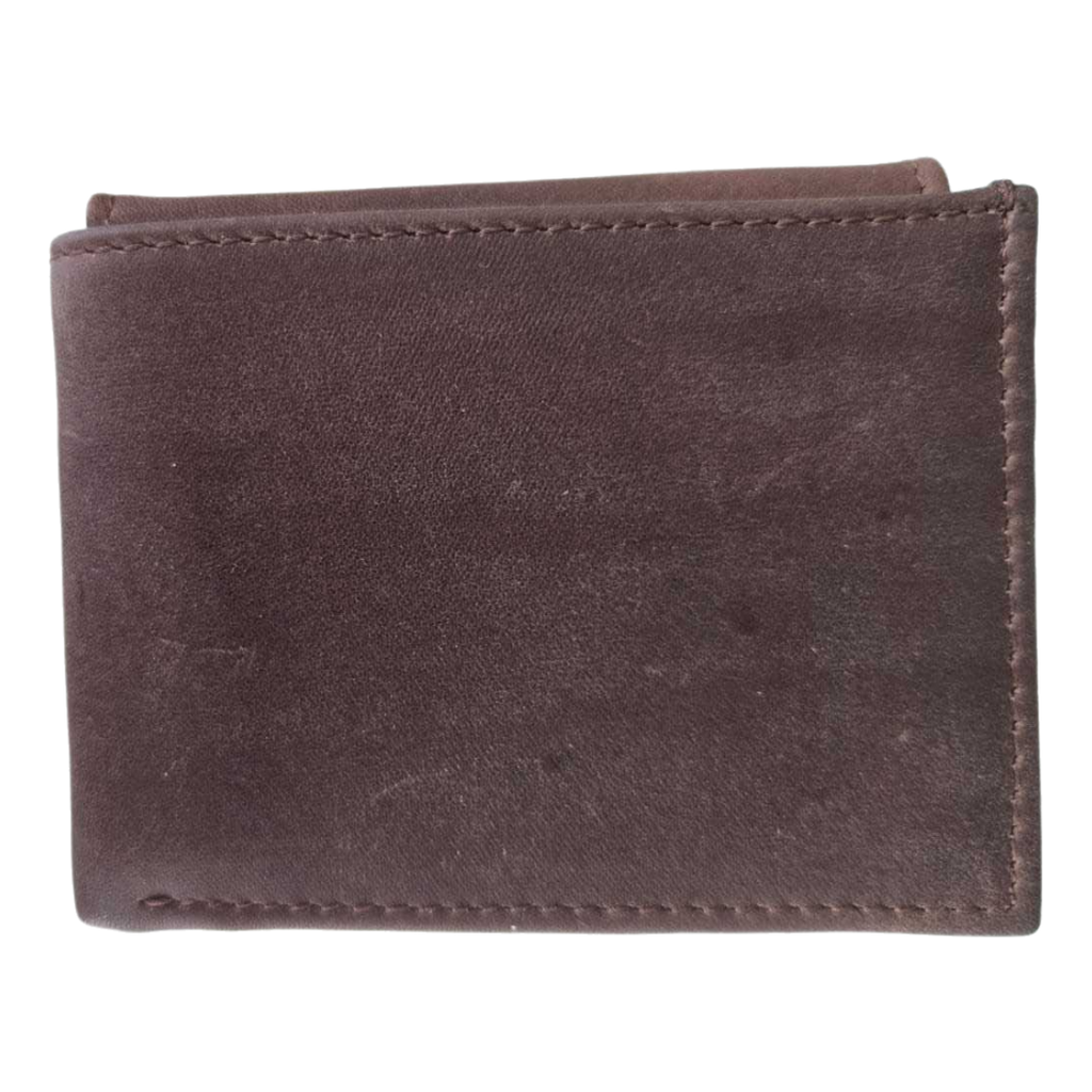 Cartera de piel café para caballero AMZZUL vista exterior