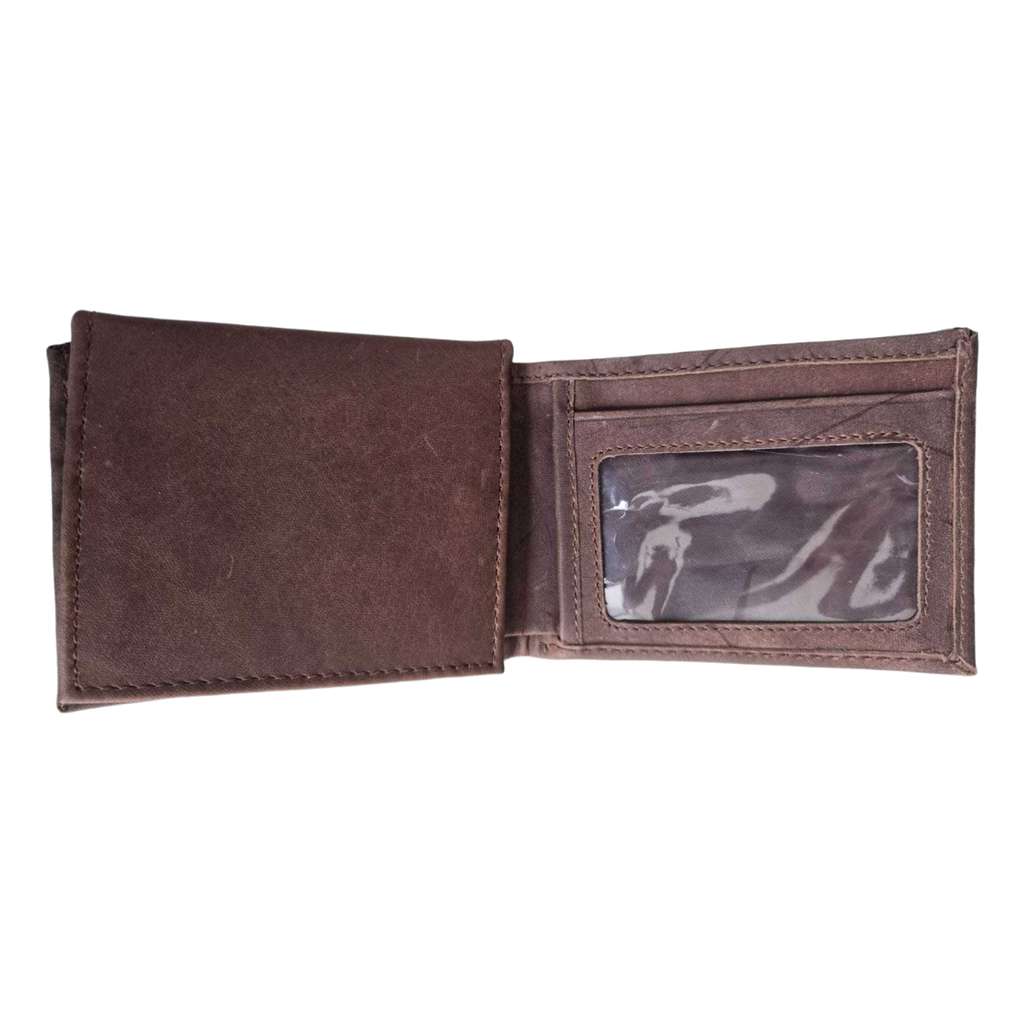 Cartera de piel café para caballero AMZZUL abierta