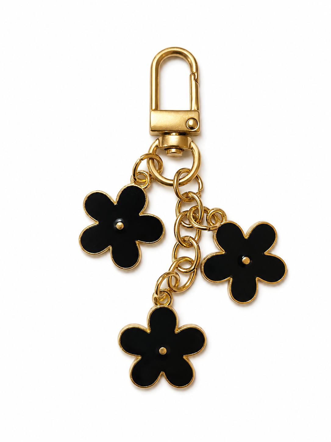 Charm decorativo de flores de bolsa tote de piel negra AMZZUL