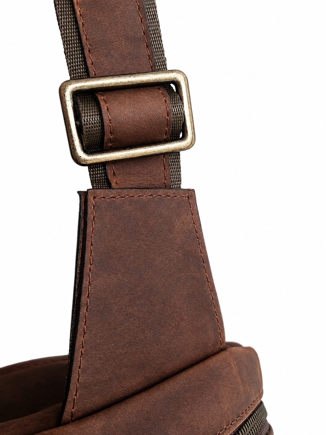 Correa ajustable de bolsa crossbody de piel café AMZZUL