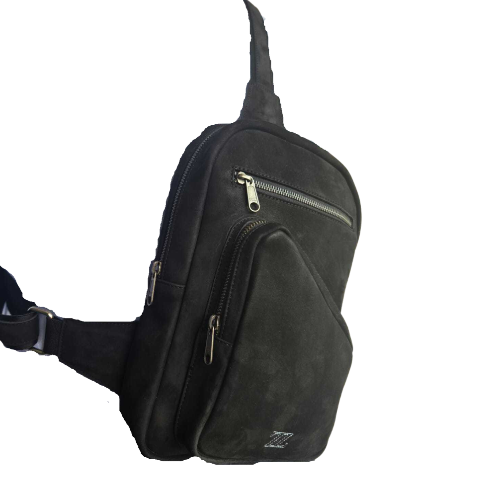 Bolsa crossbody de piel negra AMZZUL vista frontal