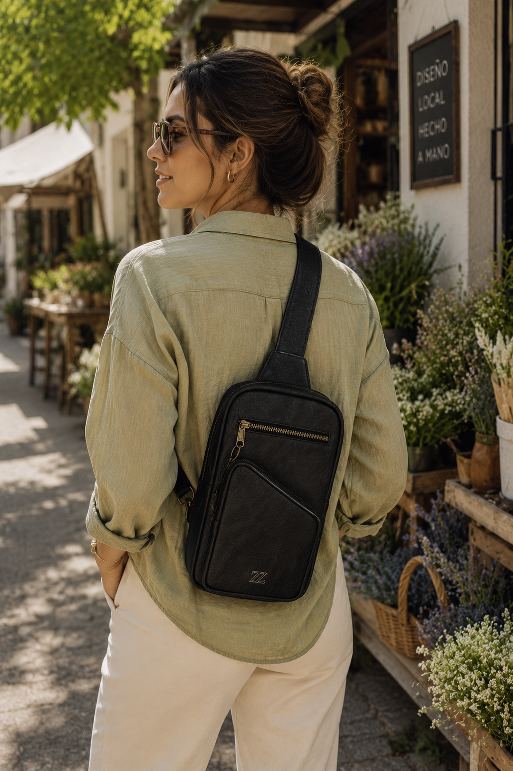 Bolsa Crossbody de Piel Negra