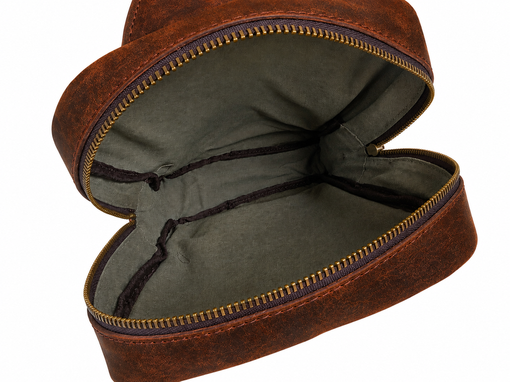 Interior de bolsa crossbody de piel café AMZZUL