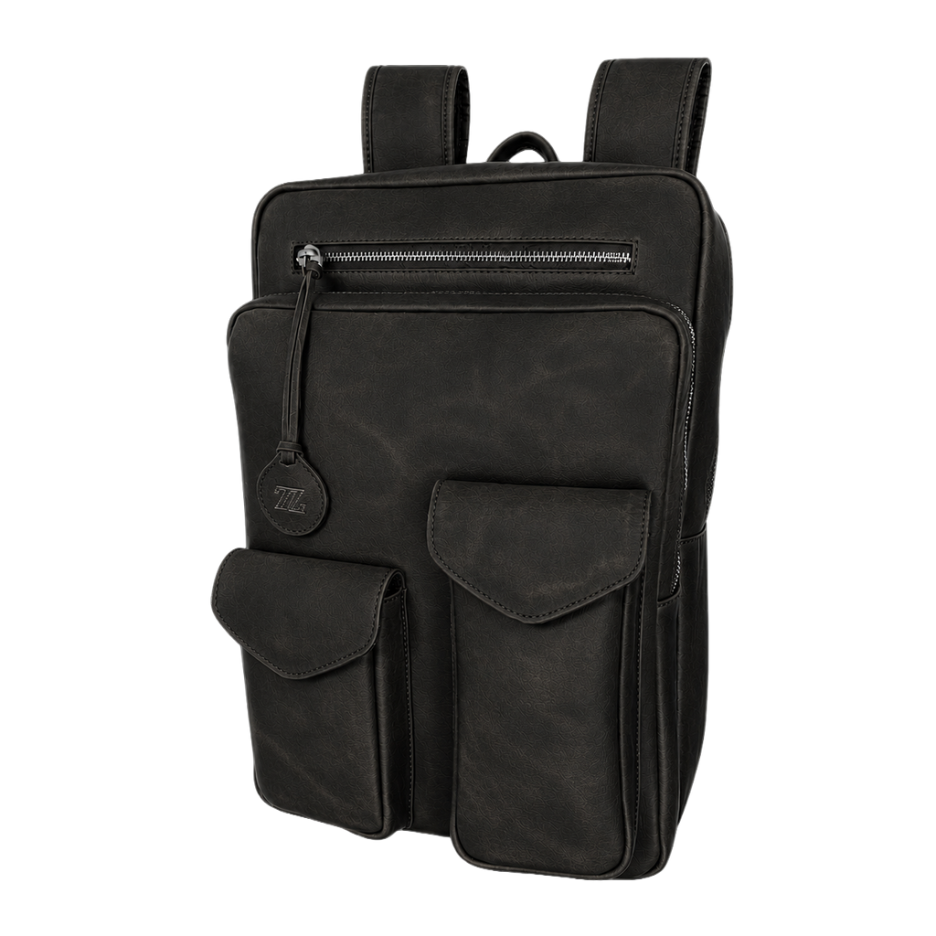 Mochila de piel negra AMZZUL vista frontal