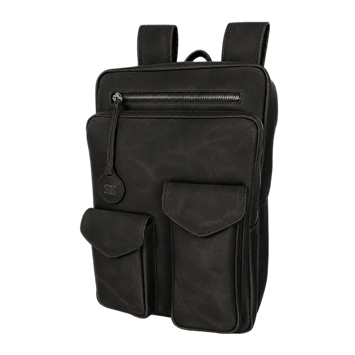 Mochila de piel negra AMZZUL vista frontal
