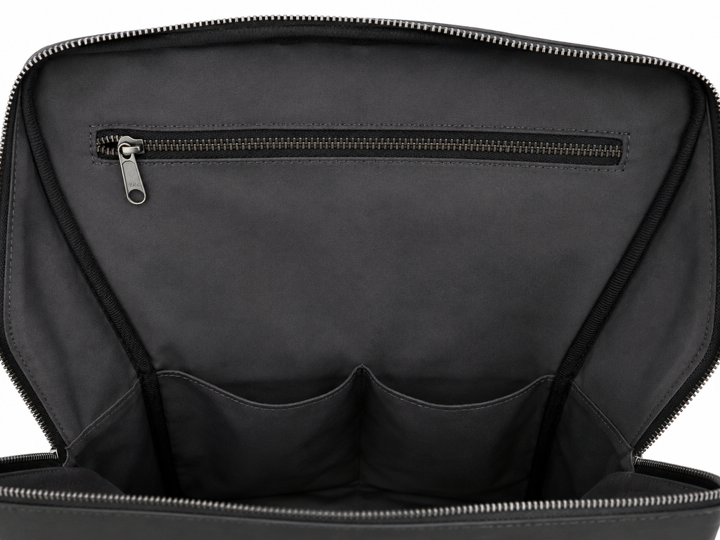 Compartimento para laptop de mochila de piel negra AMZZUL