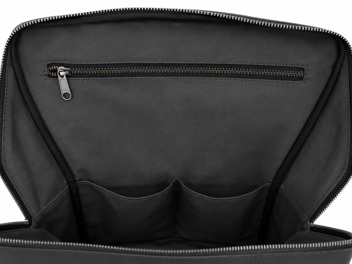 Compartimento para laptop de mochila de piel negra AMZZUL