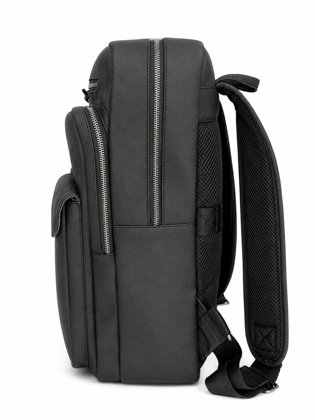 Mochila de piel negra AMZZUL vista lateral