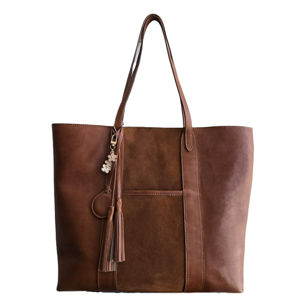 Bolsa tote de piel miel AMZZUL vista frontal
