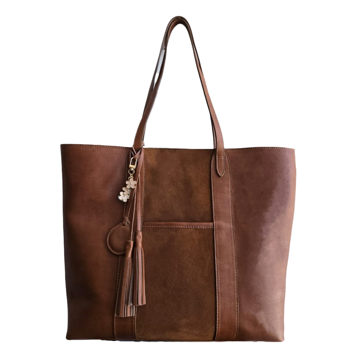 Bolsa tote de piel miel AMZZUL vista frontal