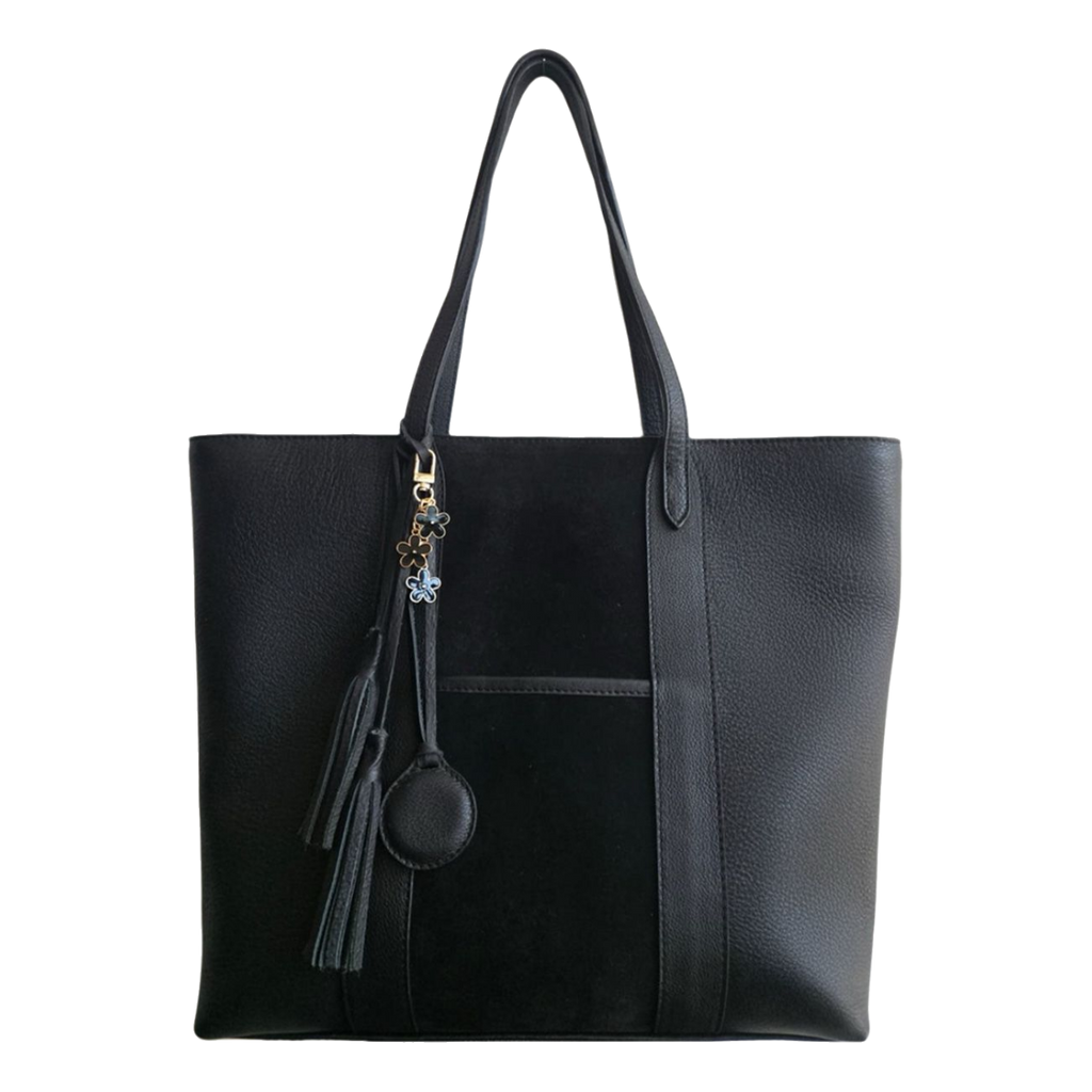 Bolsa tote de piel negra AMZZUL vista frontal