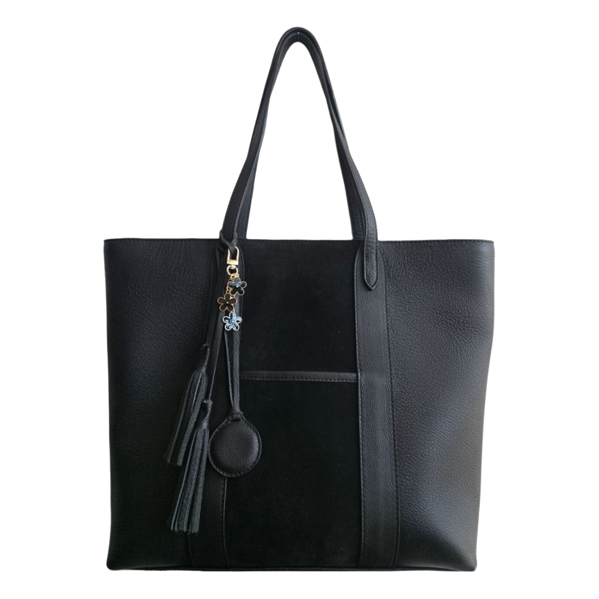 Bolsa tote de piel negra AMZZUL vista frontal