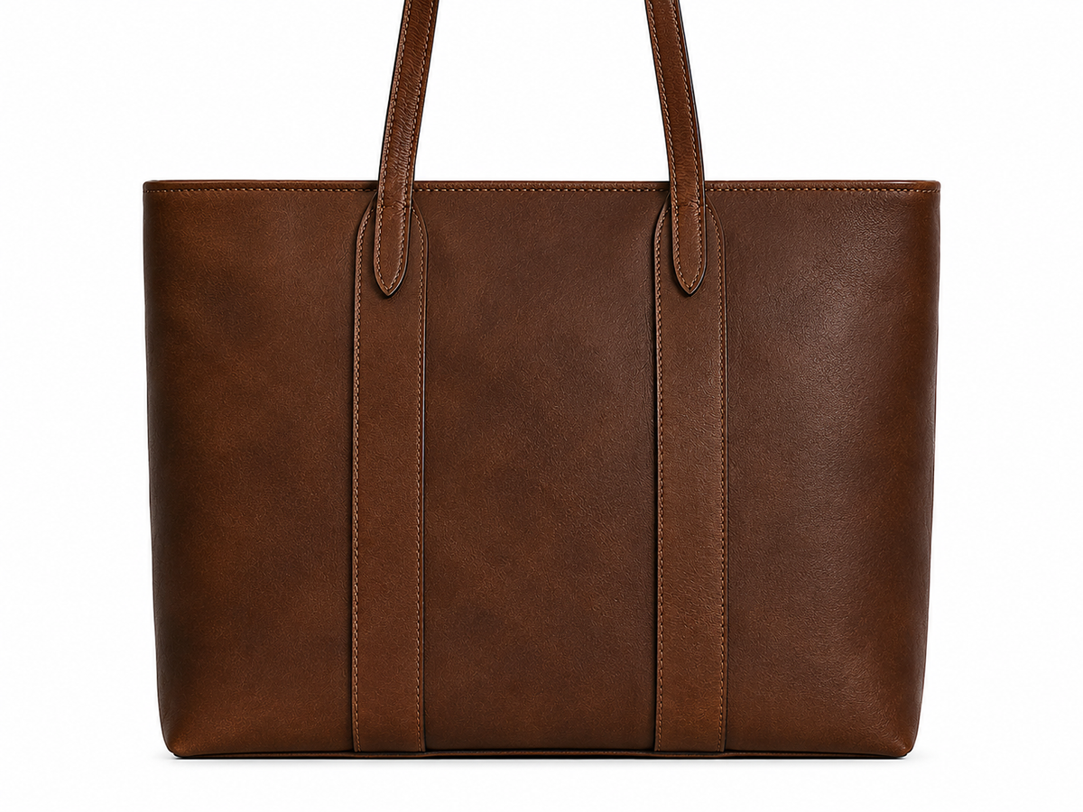 Bolsa tote de piel miel AMZZUL vista posterior